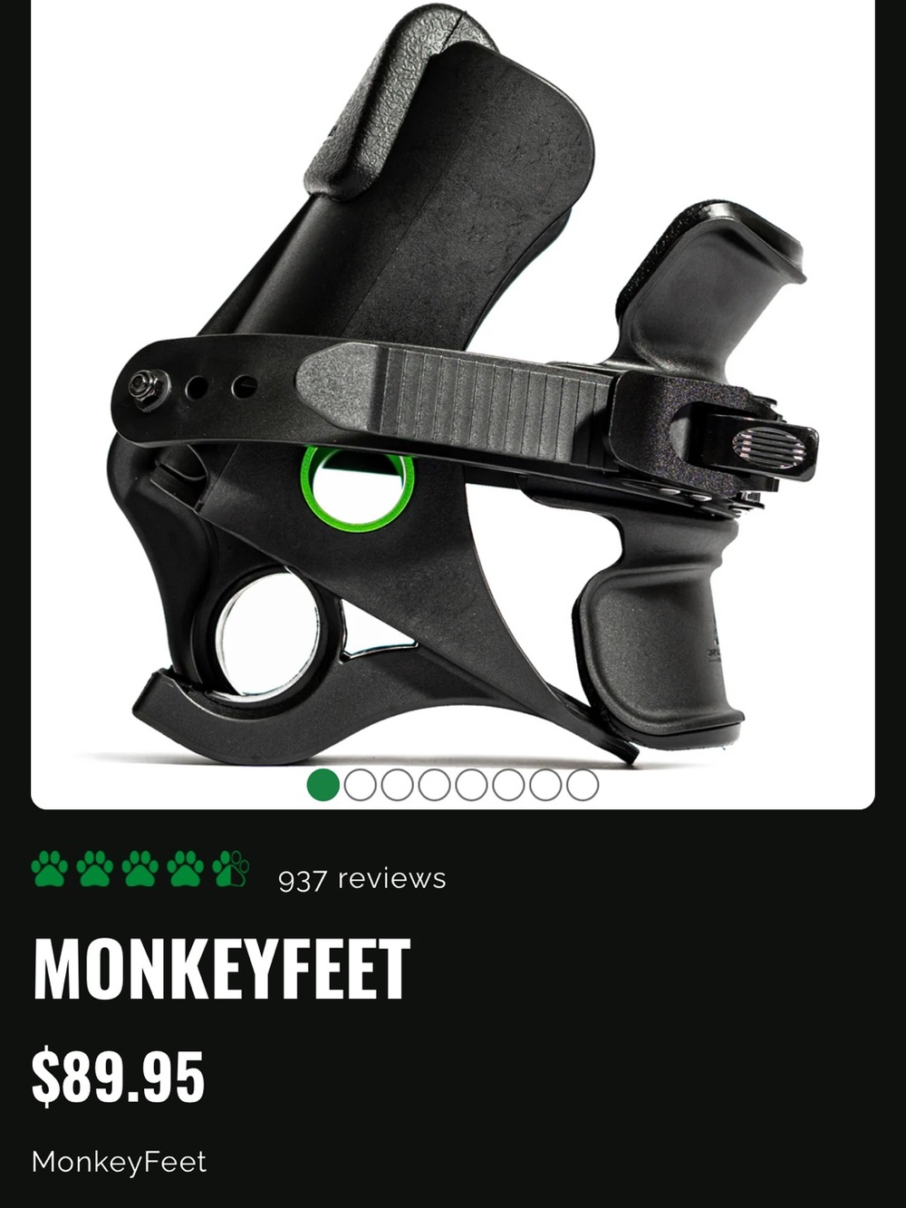 Monkey Feet VR Cable Clamp in Black with Green Accent